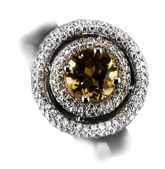 3ct Yellow Citrine and diamond white gold ring 
